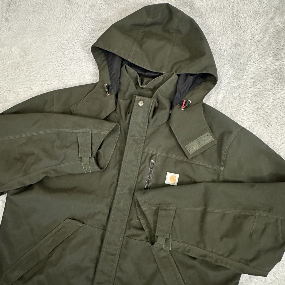 Carhartt Shoreline Jacket Mens XL Green Storm Defender Waterproof Hooded J162
